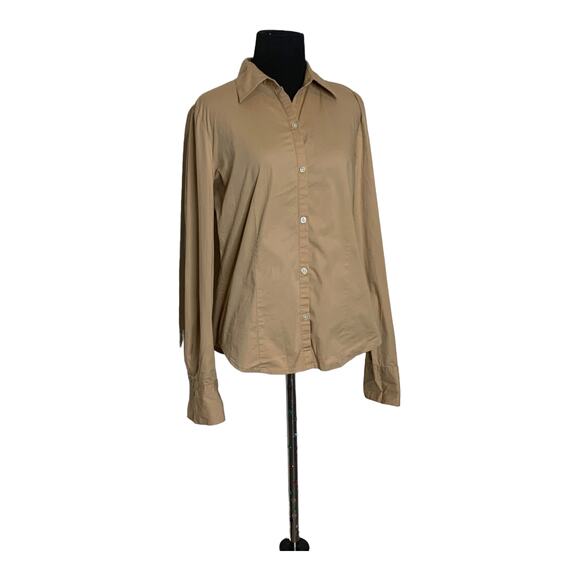 Old Navy beige buttoned long sleeves stretch shirt size M - Picture 5 of 8